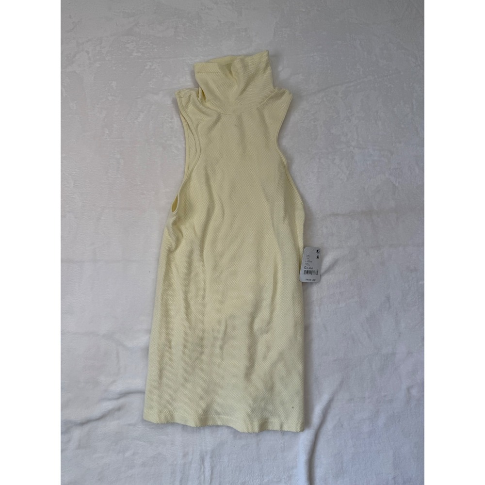 Intimately Free People Sleeveless Turtleneck M/L Ivory Waffle Knit Top Women